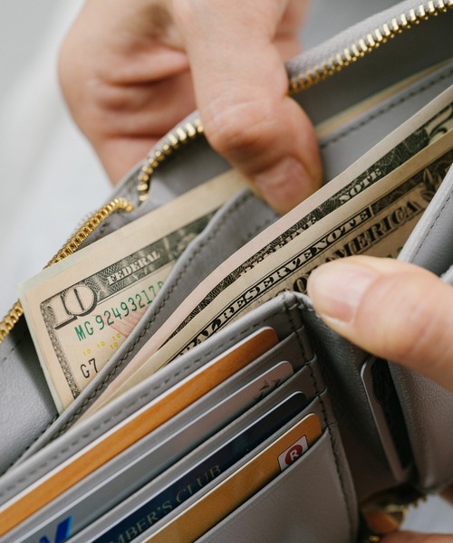 MURA（ムラ）の「ラウンドファスナー ゴートレザー スキミング防止 スクエア 二つ折り財布（財布・レディース・ブラック/グレー/ピンク/ブルー/グリーン/キャメル・FREE）」の14枚目の写真