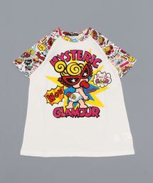 HYSTERIC MINI（ヒステリックミニ）の「DOODLE ポリエステルOポリエステル総柄ラグランTシャツ（Tシャツ/カットソー・キッズ）」