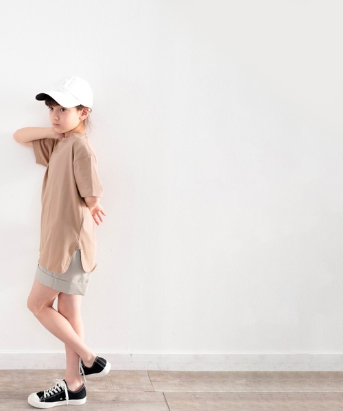 classicalelf（クラシカルエルフ）の「≪キッズ≫バックプリントがアクセントに！サイドスリットビッグTシャツ（Tシャツ/カットソー・キッズ・ホワイト/ブラウン系その他/ブラック/グリーン系その他・130/150/160/140）」の7枚目の写真