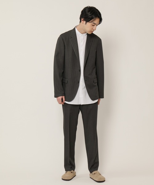 KASHIYAMA（カシヤマ）の「TECH-POLYESTER ストレッチノータックスリムテーパードパンツ（ヘリンボーン）（その他パンツ・メンズ・グレー/ネイビー・マルチサイズ）」の9枚目の写真