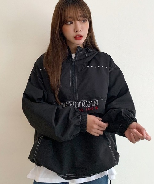 muahmuah（ムーアムーア）の「A'GEM/9 × .kom『muah muah/ムーアムーア』LAYERED LONG SLEEVE T-SHIRT/レイヤード 長袖Tシャツ（Tシャツ/カットソー・レディース・ホワイト/ブラック/グレー・FREE）」の5枚目の写真