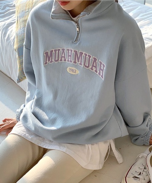 muahmuah（ムーアムーア）の「A'GEM/9 × .kom『muah muah/ムーアムーア』LAYERED LONG SLEEVE T-SHIRT/レイヤード 長袖Tシャツ（Tシャツ/カットソー・レディース・ホワイト/ブラック/グレー・FREE）」の4枚目の写真
