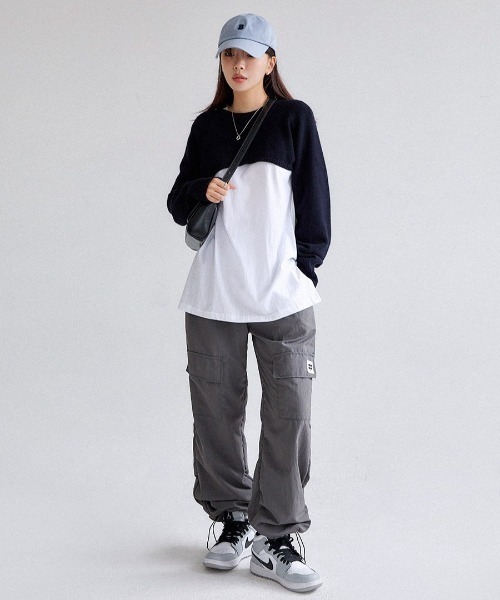 muahmuah（ムーアムーア）の「A'GEM/9 × .kom『muah muah/ムーアムーア』LAYERED LONG SLEEVE T-SHIRT/レイヤード 長袖Tシャツ（Tシャツ/カットソー・レディース・ホワイト/ブラック/グレー・FREE）」の19枚目の写真