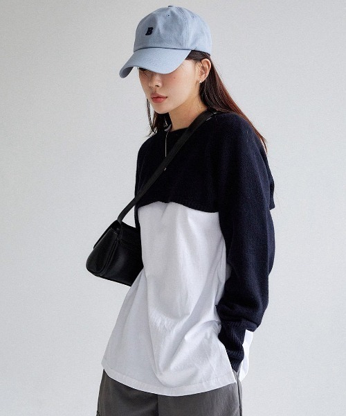 muahmuah（ムーアムーア）の「A'GEM/9 × .kom『muah muah/ムーアムーア』LAYERED LONG SLEEVE T-SHIRT/レイヤード 長袖Tシャツ（Tシャツ/カットソー・レディース・ホワイト/ブラック/グレー・FREE）」の20枚目の写真