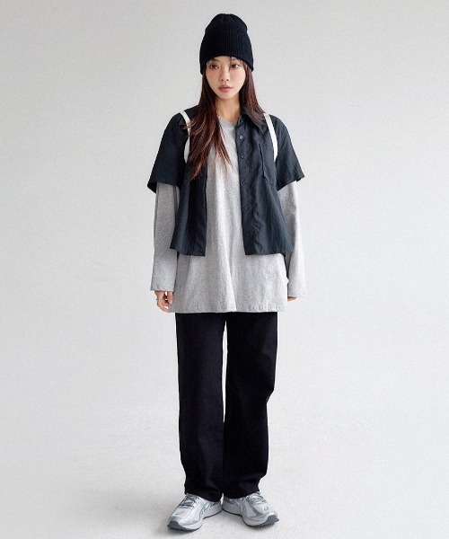 muahmuah（ムーアムーア）の「A'GEM/9 × .kom『muah muah/ムーアムーア』LAYERED LONG SLEEVE T-SHIRT/レイヤード 長袖Tシャツ（Tシャツ/カットソー・レディース・ホワイト/ブラック/グレー・FREE）」の15枚目の写真