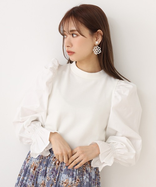 one after another NICE CLAUP（ワンアフターアナザーナイスクラップ）の「袖コンシャス裏毛トップス（Tシャツ/カットソー・レディース・オフホワイト/ブラック/グレー/ベージュ・FREE）」の11枚目の写真