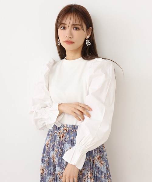 one after another NICE CLAUP（ワンアフターアナザーナイスクラップ）の「袖コンシャス裏毛トップス（Tシャツ/カットソー・レディース・オフホワイト/ブラック/グレー/ベージュ・FREE）」の12枚目の写真