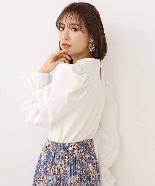 one after another NICE CLAUP（ワンアフターアナザーナイスクラップ）の「袖コンシャス裏毛トップス（Tシャツ/カットソー・レディース・オフホワイト/ブラック/グレー/ベージュ・FREE）」の13枚目の写真