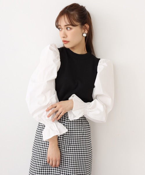 one after another NICE CLAUP（ワンアフターアナザーナイスクラップ）の「袖コンシャス裏毛トップス（Tシャツ/カットソー・レディース・オフホワイト/ブラック/グレー/ベージュ・FREE）」の18枚目の写真