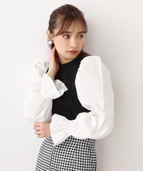 one after another NICE CLAUP（ワンアフターアナザーナイスクラップ）の「袖コンシャス裏毛トップス（Tシャツ/カットソー・レディース・オフホワイト/ブラック/グレー/ベージュ・FREE）」の19枚目の写真