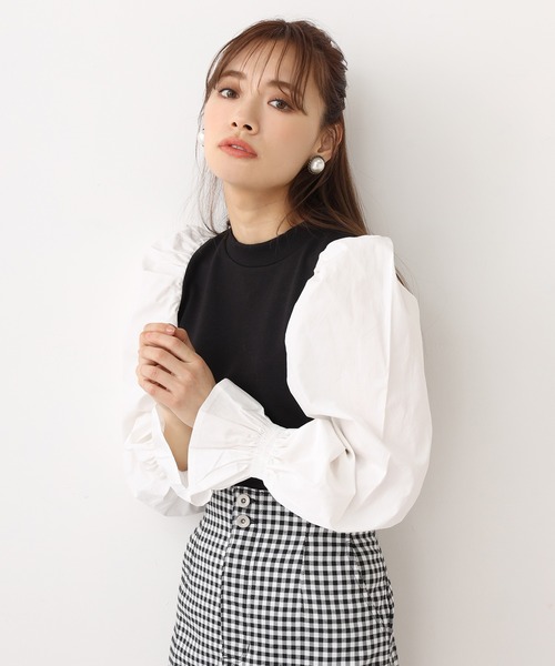 one after another NICE CLAUP（ワンアフターアナザーナイスクラップ）の「袖コンシャス裏毛トップス（Tシャツ/カットソー・レディース・オフホワイト/ブラック/グレー/ベージュ・FREE）」の20枚目の写真