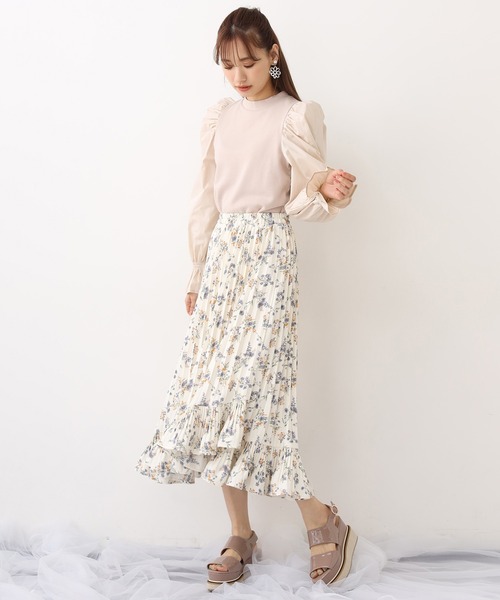 one after another NICE CLAUP（ワンアフターアナザーナイスクラップ）の「袖コンシャス裏毛トップス（Tシャツ/カットソー・レディース・オフホワイト/ブラック/グレー/ベージュ・FREE）」の9枚目の写真