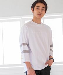 coen | USAコットンフットボール7分袖ラインTシャツ#(Tシャツ/カットソー)