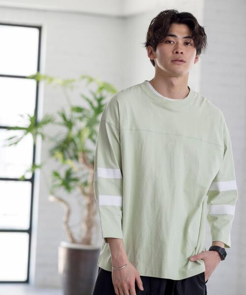 coen(コーエン)の「USAコットンフットボール7分袖ラインTシャツ#(Tシャツ/カットソー・メンズ・ブラック/ホワイト/オフホワイト/ライム・LARGE/SMALL/MEDIUM/X-LARGE)」の4枚目の写真