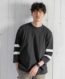 coen | USAコットンフットボール7分袖ラインTシャツ#(Tシャツ/カットソー)