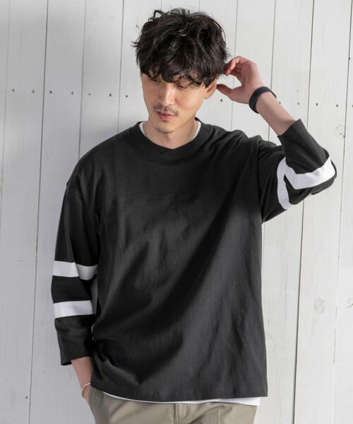 coen(コーエン)の「USAコットンフットボール7分袖ラインTシャツ#(Tシャツ/カットソー・メンズ・ブラック/ホワイト/オフホワイト/ライム・LARGE/SMALL/MEDIUM/X-LARGE)」の19枚目の写真