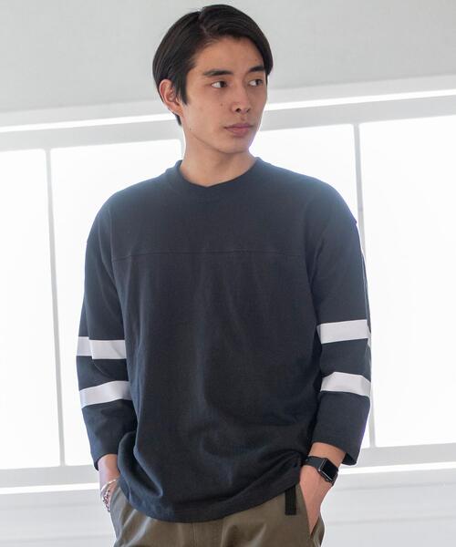 coen(コーエン)の「USAコットンフットボール7分袖ラインTシャツ#(Tシャツ/カットソー・メンズ・ブラック/ホワイト/オフホワイト/ライム・LARGE/SMALL/MEDIUM/X-LARGE)」の21枚目の写真