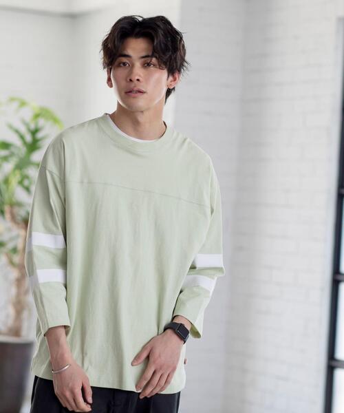 coen(コーエン)の「USAコットンフットボール7分袖ラインTシャツ#(Tシャツ/カットソー・メンズ・ブラック/ホワイト/オフホワイト/ライム・LARGE/SMALL/MEDIUM/X-LARGE)」の14枚目の写真