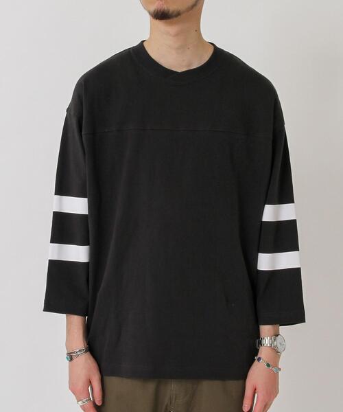 coen(コーエン)の「USAコットンフットボール7分袖ラインTシャツ#(Tシャツ/カットソー・メンズ・ブラック/ホワイト/オフホワイト/ライム・LARGE/SMALL/MEDIUM/X-LARGE)」の8枚目の写真