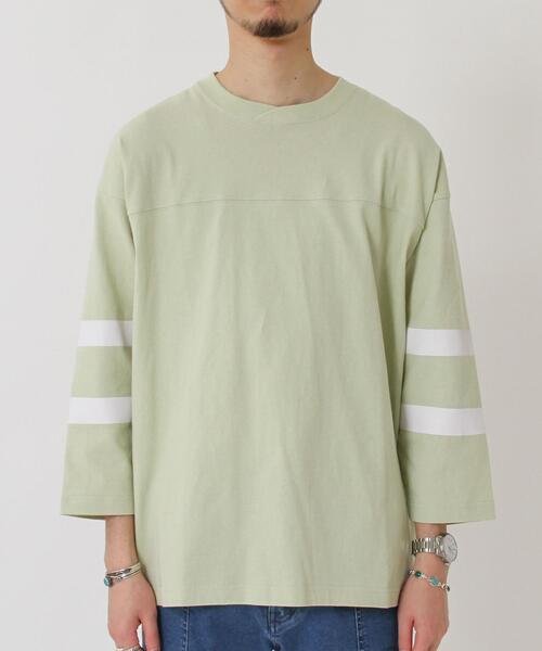 coen(コーエン)の「USAコットンフットボール7分袖ラインTシャツ#(Tシャツ/カットソー・メンズ・ブラック/ホワイト/オフホワイト/ライム・LARGE/SMALL/MEDIUM/X-LARGE)」の10枚目の写真