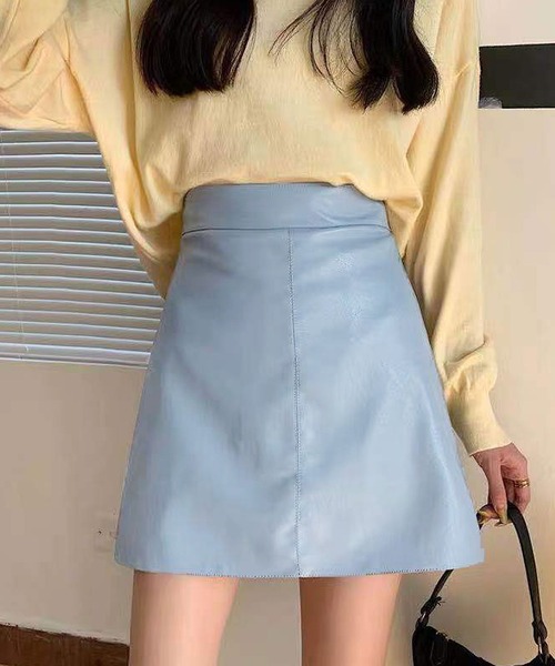 Newlyme（ニューリーミー）の「レザーミニスカート（スカート・レディース・ピンク/アイボリー/グリーン/ブルー/ブラック/ブラウン/ラベンダー・SMALL/MEDIUM/LARGE/X-LARGE）」の5枚目の写真