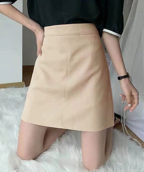 Newlyme（ニューリーミー）の「レザーミニスカート（スカート・レディース・ピンク/アイボリー/グリーン/ブルー/ブラック/ブラウン/ラベンダー・SMALL/MEDIUM/LARGE/X-LARGE）」の2枚目の写真