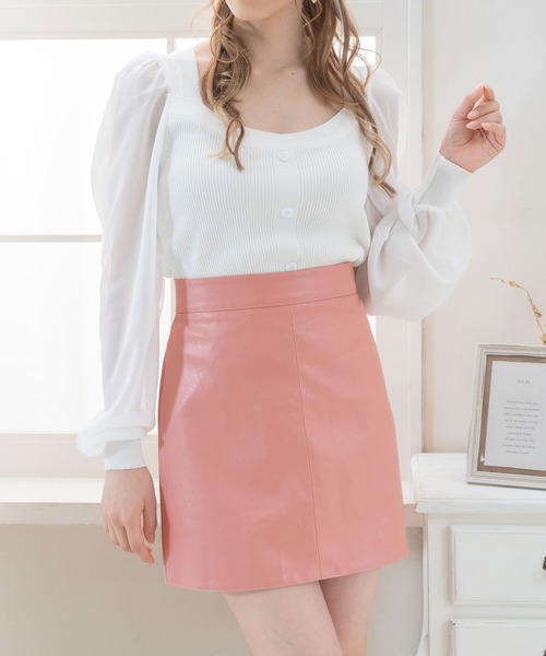 Newlyme（ニューリーミー）の「レザーミニスカート（スカート・レディース・ピンク/アイボリー/グリーン/ブルー/ブラック/ブラウン/ラベンダー・SMALL/MEDIUM/LARGE/X-LARGE）」の16枚目の写真