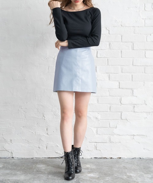 Newlyme（ニューリーミー）の「レザーミニスカート（スカート・レディース・ピンク/アイボリー/グリーン/ブルー/ブラック/ブラウン/ラベンダー・SMALL/MEDIUM/LARGE/X-LARGE）」の15枚目の写真