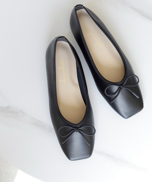 chocolates（チョコラテス）の「晴雨兼用スクエアバレエシューズ【日本製】（バレエシューズ・レディース・ミント/ブラック/ベージュ/ライトピンク/アイボリー/ブラウン/その他/ブラック系その他/ブラック系/レッド・22cm/25cm/22.5cm/24cm/24.5cm/23.5cm/23cm）」の4枚目の写真
