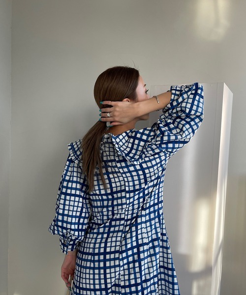 SANSeLF（サンセルフ）の「【SANSeLF】 big collar gingham tunic
