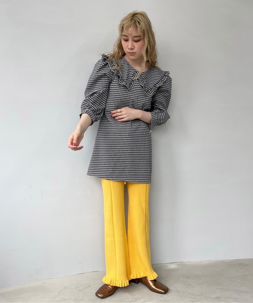 SANSeLF（サンセルフ）の「【SANSeLF】 big collar gingham tunic　sanw67（シャツワンピース・レディース・ブルー/ブラック・M/S/FREE）」の8枚目の写真