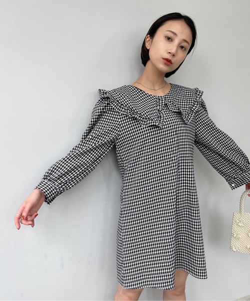SANSeLF（サンセルフ）の「【SANSeLF】 big collar gingham tunic　sanw67（シャツワンピース・レディース・ブルー/ブラック・M/S/FREE）」の19枚目の写真