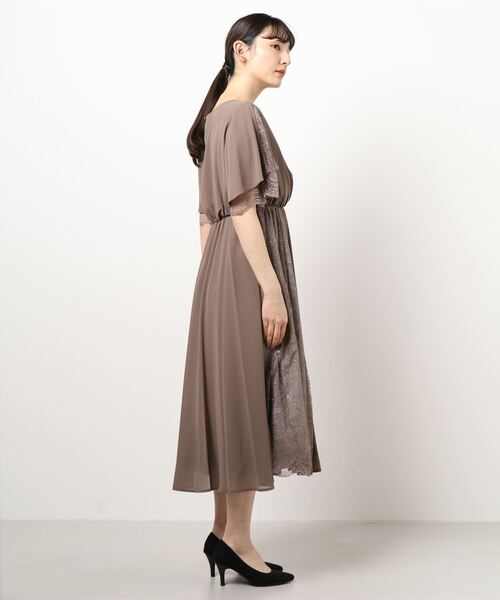 Rewde(ルゥデ)の「カシュクールデザインドレス(0R04-03058)(ドレス・レディース・モカ/ネイビー/ダークブルー・L/M)」の5枚目の写真