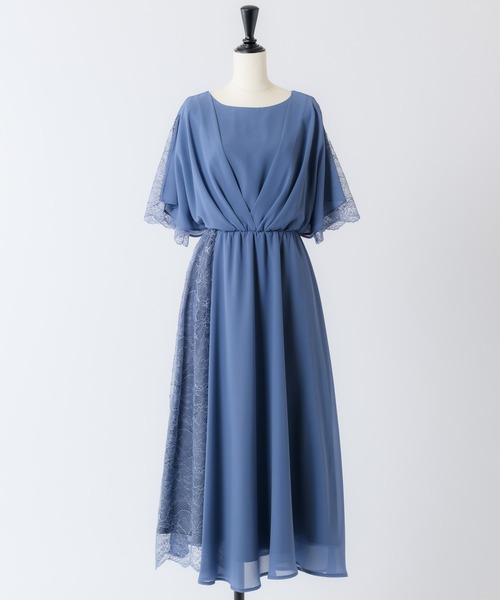 Rewde(ルゥデ)の「カシュクールデザインドレス(0R04-03058)(ドレス・レディース・モカ/ネイビー/ダークブルー・L/M)」の3枚目の写真