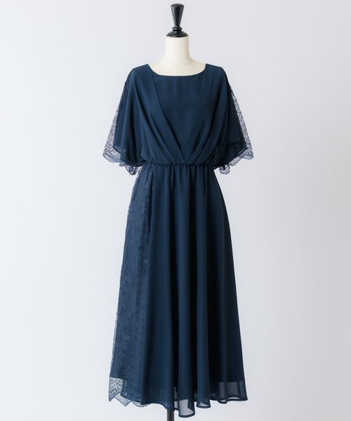 Rewde(ルゥデ)の「カシュクールデザインドレス(0R04-03058)(ドレス・レディース・モカ/ネイビー/ダークブルー・L/M)」の7枚目の写真