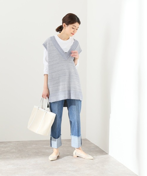 SLOBE IENA(スローブイエナ)の「L/PラメオーバーVネックベスト【手洗い可能】◆(ベスト・レディース・ホワイト/ブルー・FREE)」の7枚目の写真