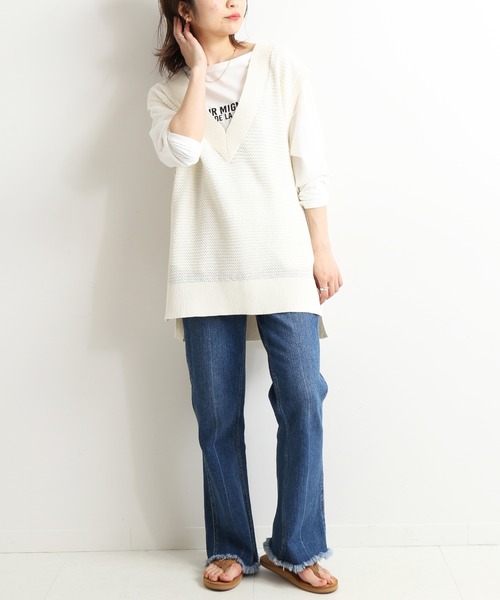 SLOBE IENA(スローブイエナ)の「L/PラメオーバーVネックベスト【手洗い可能】◆(ベスト・レディース・ホワイト/ブルー・FREE)」の21枚目の写真