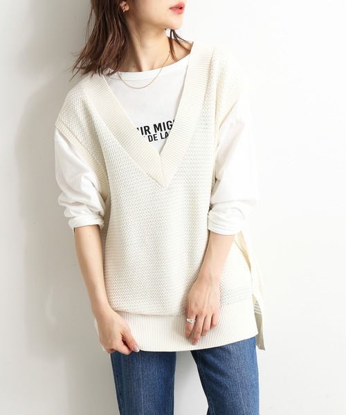 SLOBE IENA(スローブイエナ)の「L/PラメオーバーVネックベスト【手洗い可能】◆(ベスト・レディース・ホワイト/ブルー・FREE)」の22枚目の写真