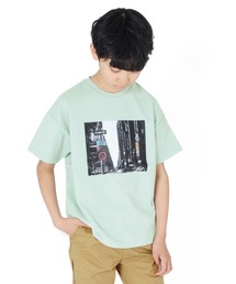 GLAZOS | OE天竺・抗菌防臭加工ドロップショルダーフォトプリント半袖Tシャツ(Tシャツ/カットソー)