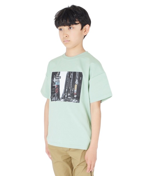 GLAZOS(グラソス)の「OE天竺・抗菌防臭加工ドロップショルダーフォトプリント半袖Tシャツ(Tシャツ/カットソー・キッズ・ブラック/ホワイト/ライトグリーン・130cm/150cm/170cm/140cm/160cm)」の8枚目の写真