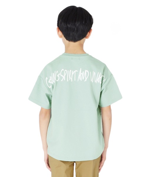 GLAZOS(グラソス)の「OE天竺・抗菌防臭加工ドロップショルダーフォトプリント半袖Tシャツ(Tシャツ/カットソー・キッズ・ブラック/ホワイト/ライトグリーン・130cm/150cm/170cm/140cm/160cm)」の9枚目の写真