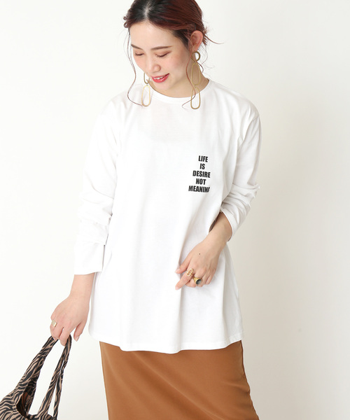 Simplicite（サンプリシテ）の「LIFE IS Tシャツ◆（Tシャツ/カットソー・レディース・ホワイト/イエロー・FREE）」の2枚目の写真