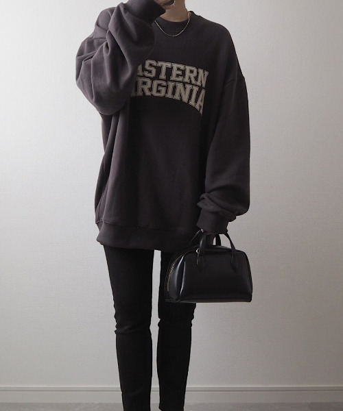 ISOOK（アイスー）の「College logo over sweat / カレッジロゴオーバースウェット（mi select）（スウェット・レディース・チャコールグレー/アイボリー/グレー・FREE）」の14枚目の写真