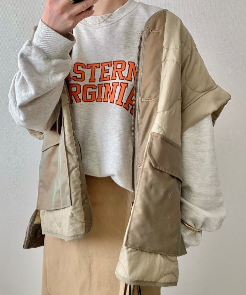 ISOOK（アイスー）の「College logo over sweat / カレッジロゴオーバースウェット（mi select）（スウェット・レディース・チャコールグレー/アイボリー/グレー・FREE）」の15枚目の写真