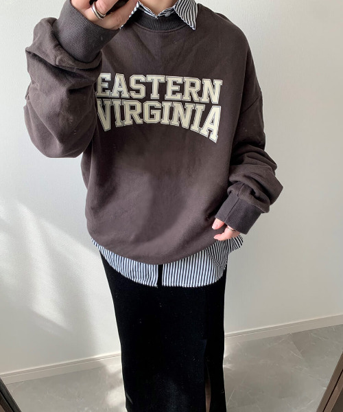 ISOOK（アイスー）の「College logo over sweat / カレッジロゴオーバースウェット（mi select）（スウェット・レディース・チャコールグレー/アイボリー/グレー・FREE）」の19枚目の写真