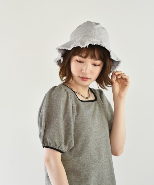 casita(RETRO GIRL)（カシータ）の「フリンジバケットハット（ハット・レディース・オフホワイト/ブラック/グレー/アイボリー・FREE）」の14枚目の写真