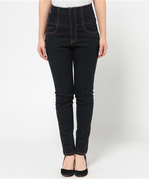 WEGO（ウィゴー）の「WEGO/ハイウエストスキニーパンツ（デニムパンツ・レディース・ダークインディゴブルー/インディゴブルー/ホワイト・LARGE/MEDIUM）」の12枚目の写真