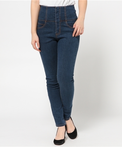 WEGO（ウィゴー）の「WEGO/ハイウエストスキニーパンツ（デニムパンツ・レディース・ダークインディゴブルー/インディゴブルー/ホワイト・LARGE/MEDIUM）」の15枚目の写真