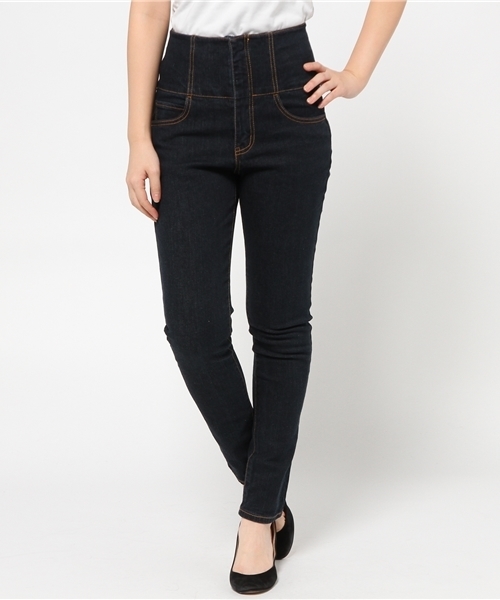 WEGO（ウィゴー）の「WEGO/ハイウエストスキニーパンツ（デニムパンツ・レディース・ダークインディゴブルー/インディゴブルー/ホワイト・LARGE/MEDIUM）」の16枚目の写真