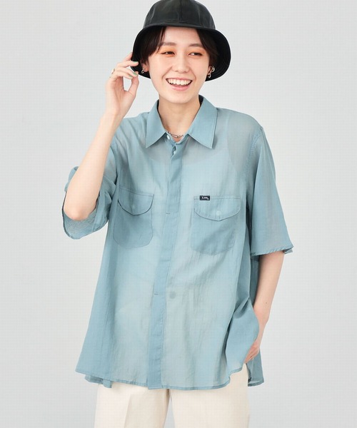 Lee（リー）の「Lee/リー　シアーシャツ半袖（シャツ/ブラウス・レディース・サックスブルー/ブラック/テラコッタ/ホワイト・SMALL/MEDIUM）」の4枚目の写真